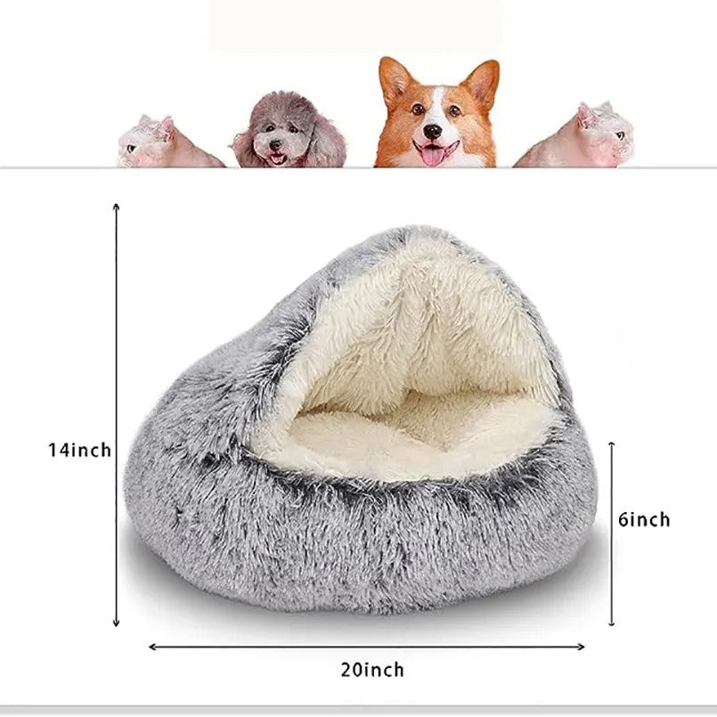 Warm pluche bed voor honden en katten