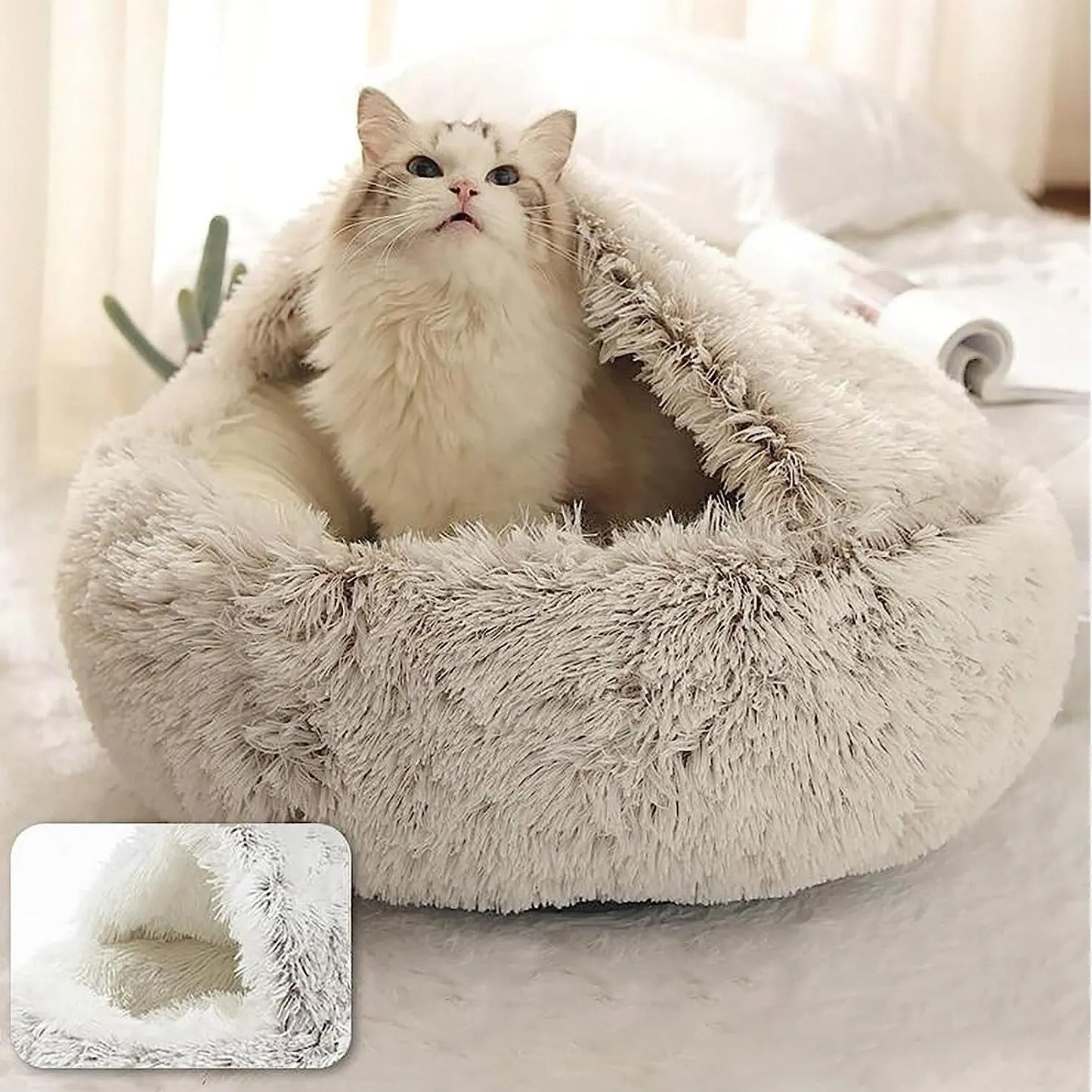 Warm pluche bed voor honden en katten
